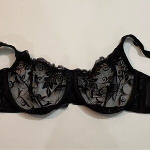 Soma Black Sheer Floral Embroidered Underwire Bra